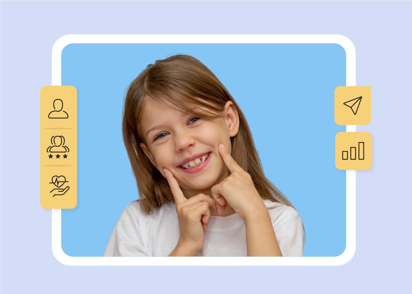 Child after dental treatment, representing personalized multichannel dental clinic marketing