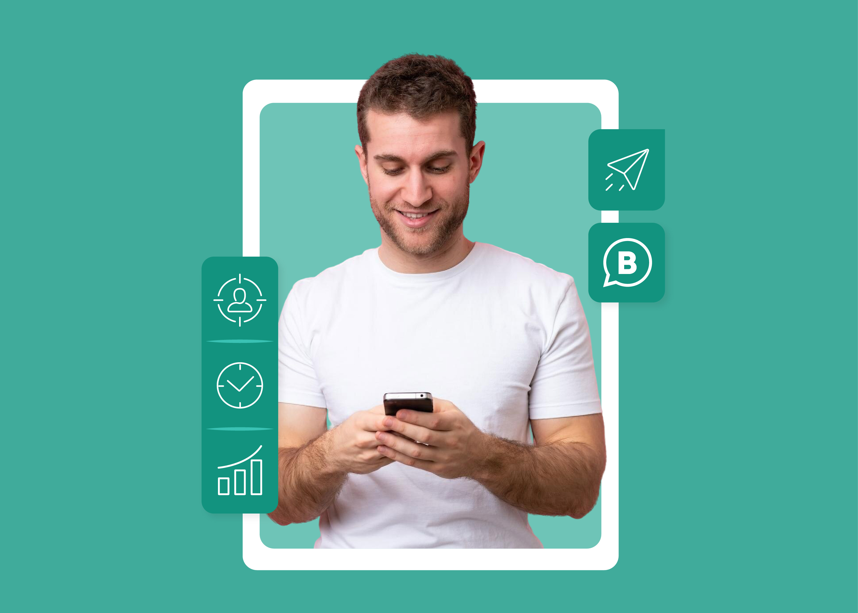 Small business owner using phone with WhatsApp marketing and engagement insights